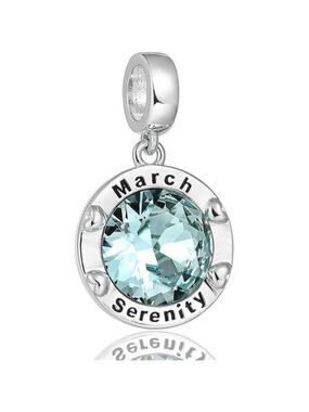 March birthstone charm aquamarine zircon bead fit pandora bracelet birthday gift